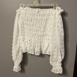 White, long sleeve, off the shoulder top